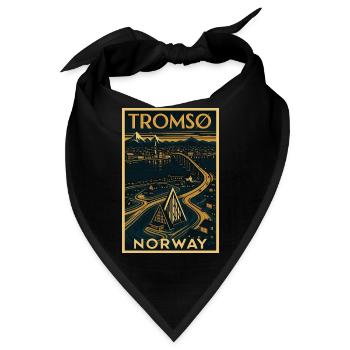 Tromsø Norwegen – Retro Reiseposter Art Deco - Bandana - Schwarz - Vorne