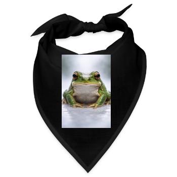 Grüner Frosch im Fokus - Bandana - Schwarz - Vorne