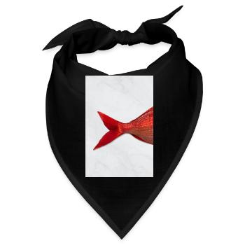 Roter Fisch Minimal Art Design - Bandana - Schwarz - Vorne