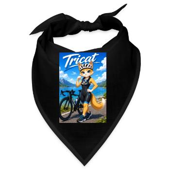 Tricat: Katze im Triathlon Outfit - Bandana - Schwarz - Vorne
