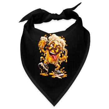 Lustiger Cartoon-Bierkrug mit Palmen - Bandana - Schwarz - Vorne