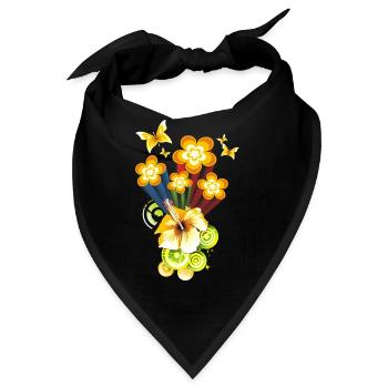 Flower Power - Bandana - Schwarz - Vorne