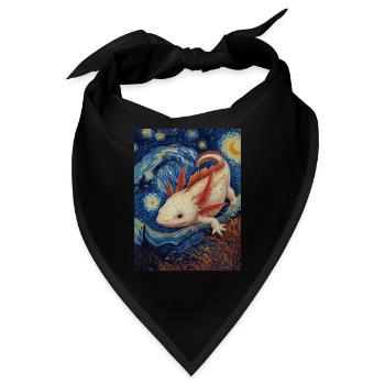 axolotl, van gogh, sternennacht - Bandana - Schwarz - Vorne