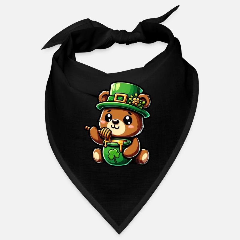 Süßer Comic St. Patricks day Bär isst Honig Bandana
