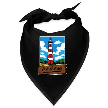Ameland Leuchtturm Urlaub - Bandana - Schwarz - Vorne