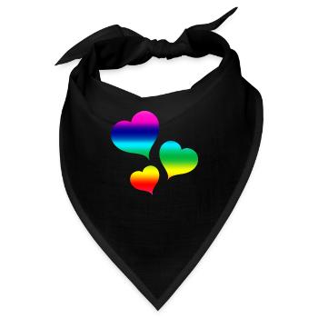 Bunte Herzen - Bandana - Schwarz - Vorne