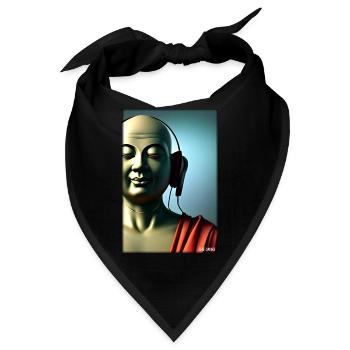Buddha Weisheitslehrer DJ Kopfhörer Musik Party - Bandana - Schwarz - Vorne