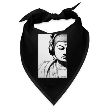 Buddha Weisheitslehrer DJ Kopfhörer Musik Party - Bandana - Schwarz - Vorne