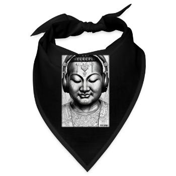 Buddha Weisheitslehrer DJ Kopfhörer Musik Party - Bandana - Schwarz - Vorne