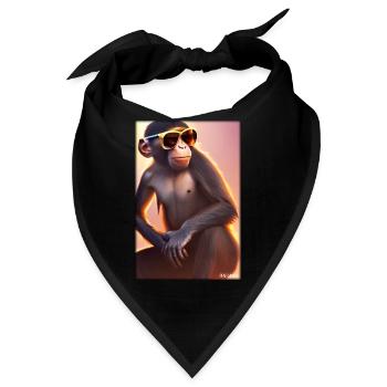 Affe Sonnenbrille Wildtier Affenkopf Tierwelt Zoo - Bandana - Schwarz - Vorne