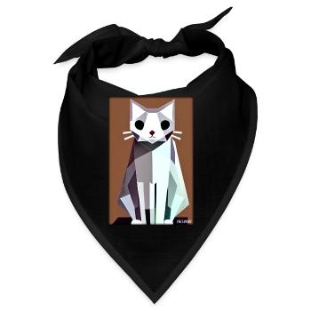 Katze Kater Polygon Tier Stubentiger Haustier - Bandana - Schwarz - Vorne