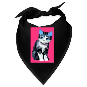 Katze Kater Polygon Tier Stubentiger Haustier - Bandana - Schwarz - Vorne