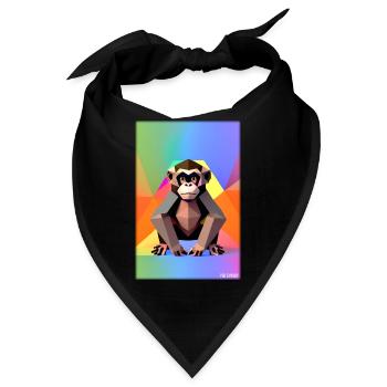 Affe Polygon Tiere Wildnis Zoo Afrika Safari - Bandana - Schwarz - Vorne