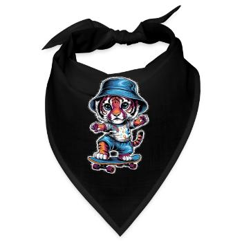 Tiger auf Skateboard Skater Skateboarding für - Bandana - Schwarz - Vorne