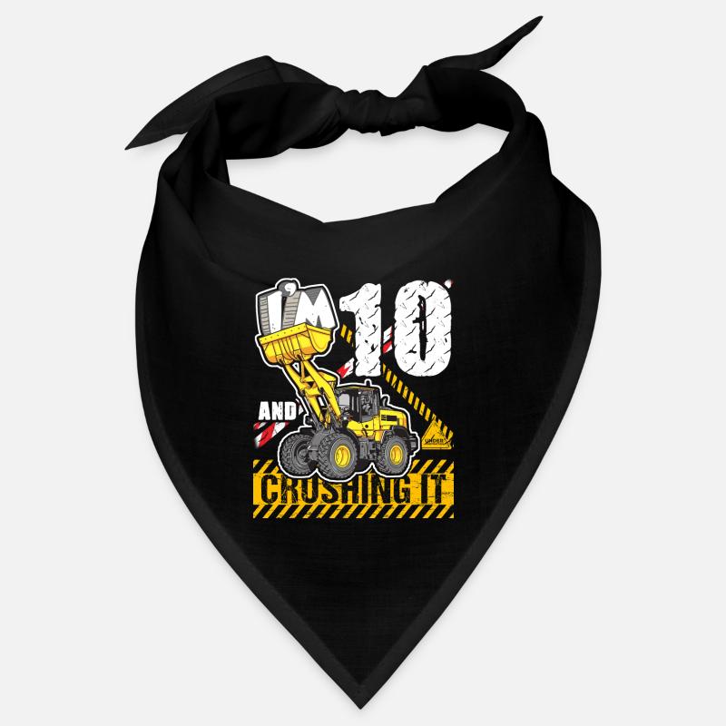 Ich bin 10 & zerquetsche es 10. Geburtstag Jungen Bagger Bandana