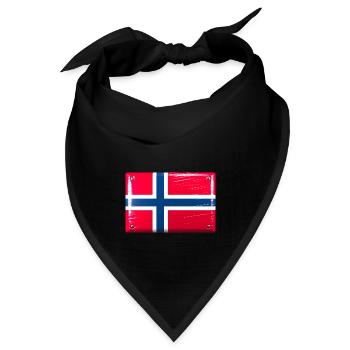 Norwegen Flagge Fahne Blechschild-Optik - Bandana - Schwarz - Vorne