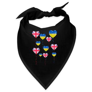 Großbritannien Solidarität und Herz f. die Ukraine - Bandana - Schwarz - Vorne