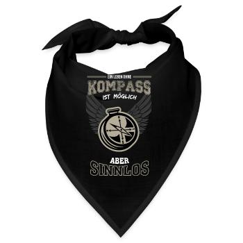 Kompass Geocaching Leben sinnlos - Geschenk - Bandana - Schwarz - Vorne