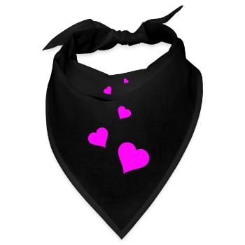 Herzen pink - Bandana - Schwarz - Vorne