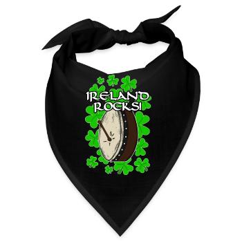 Irland Rocks Bodhran Irish St Patrick es Day - Bandana - Schwarz - Vorne