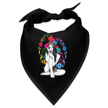 Blumen Frühling Fantasy sexy Girl Frühlingsanfang - Bandana - Schwarz - Vorne
