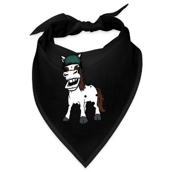 Lustiges Pferd Gaul Army Pferd Schutzhelm Soldat - Bandana - Schwarz - Vorne