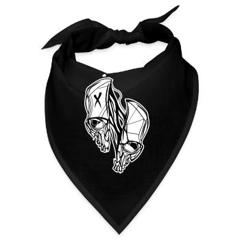 Geteilter Schädel // Illustration - Bandana - Schwarz - Vorne