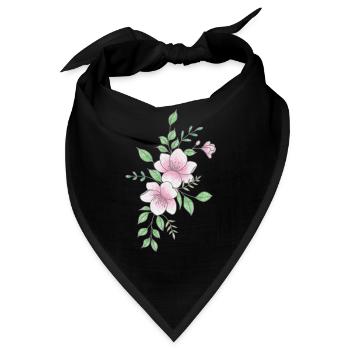 Weiße rosa Blume - Bandana - Schwarz - Vorne