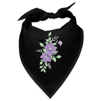Lila Blume - Bandana - Schwarz - Vorne