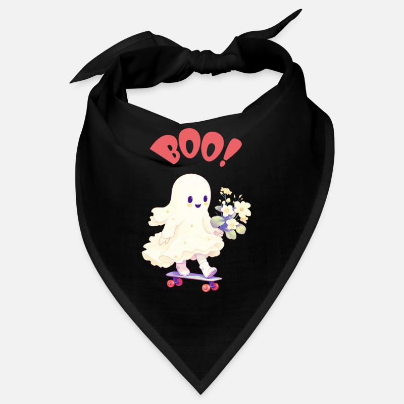 Friendly ghost with flowers on skateboard - BOO Bandana