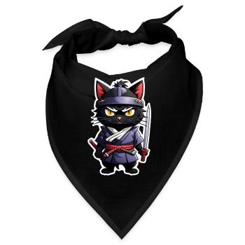 Ninja Katze - Samurai Kätzchen - Bandana - Schwarz - Vorne