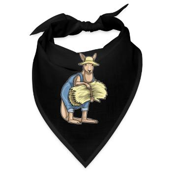 Känguru Landwirt Stroh Bauernhof - Bandana - Schwarz - Vorne