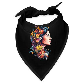 Frauenkopf Blumen Weltfrauentag Kreativ Abstrakte - Bandana - Schwarz - Vorne