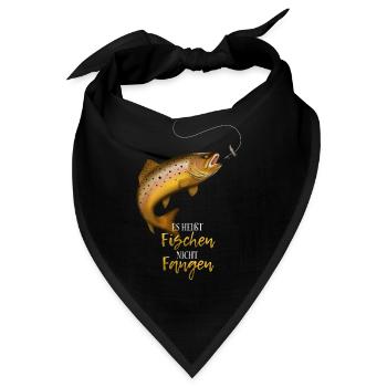 Fischen nicht Fangen lustiger Angel Spruch - Bandana - Schwarz - Vorne