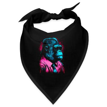 80er Jahre Neon Business Gorilla Artwork - Bandana - Schwarz - Vorne