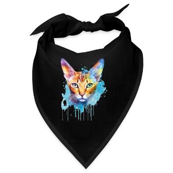 Eine farbenfrohe Siamkatze - Bandana - Schwarz - Vorne