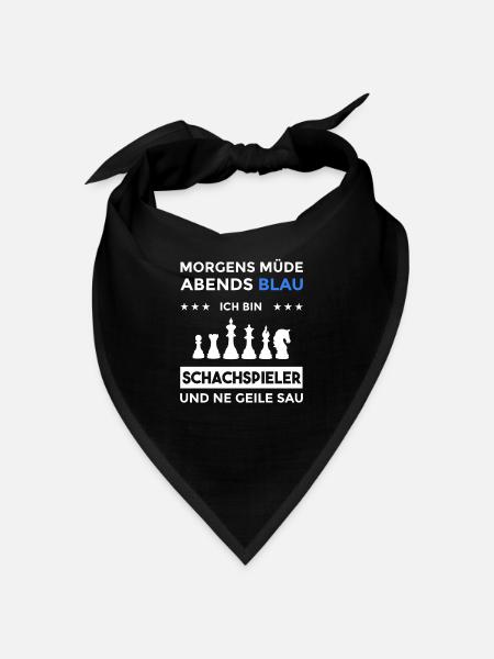 Morgens Müde Abends Blau Schachspieler - Bandana - Schwarz - Vorne