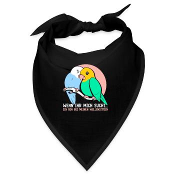 Ich bin bei meinen Wellensittich - Bandana - Schwarz - Vorne