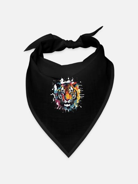Tiger Tier Pop Art Kopf - Bandana - Schwarz