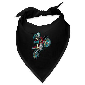 Totenschädel Skelett Knochen Motorcross Bike Motiv - Bandana - Schwarz - Vorne