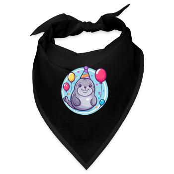 Robbe Tier Geburtstag Baby - Bandana - Schwarz - Vorne