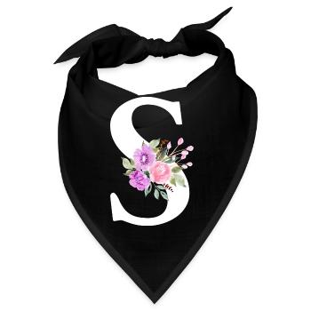 Lila Blumenbuchstabe S - Bandana - Schwarz - Vorne
