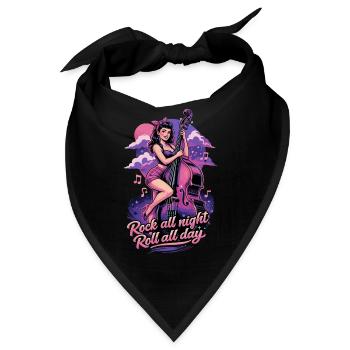 Rockabilly Pin-Up Girl mit Kontrabass Design - Bandana - Schwarz - Vorne