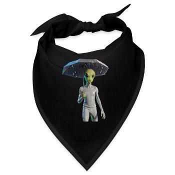 Alien mit Regenschirm - Bandana - Schwarz - Vorne