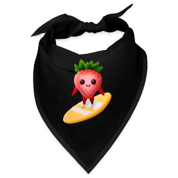 Erdbeere auf Surfboard - Bandana - Schwarz - Vorne