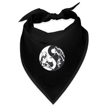 Yin und Yang-Symbol mit Shaolin Kung Fu Kämpfer - Bandana - Schwarz - Vorne