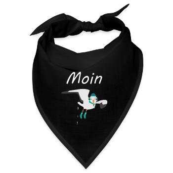 Moin - Möwe mit Winterkleidung macht Möwenschiss - Bandana - Schwarz - Vorne