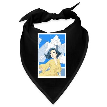 Frau mit gelben Kleid - Bandana - Schwarz - Vorne