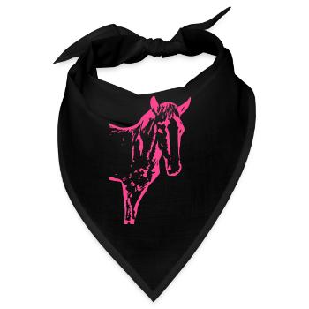 Pferd rosa pink, Fohlen - Bandana - Schwarz - Vorne
