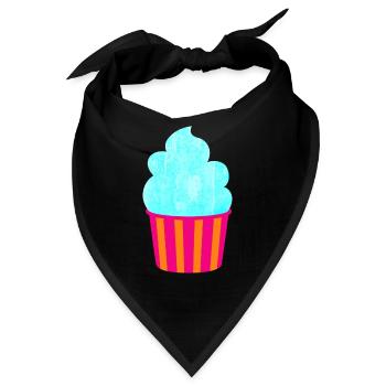 Eis Icecream Becher Streifen cyan Sommer Eiscreme - Bandana - Schwarz - Vorne